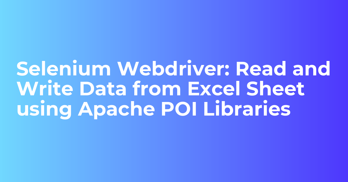 How to Read Excel files in Java using Apache POI